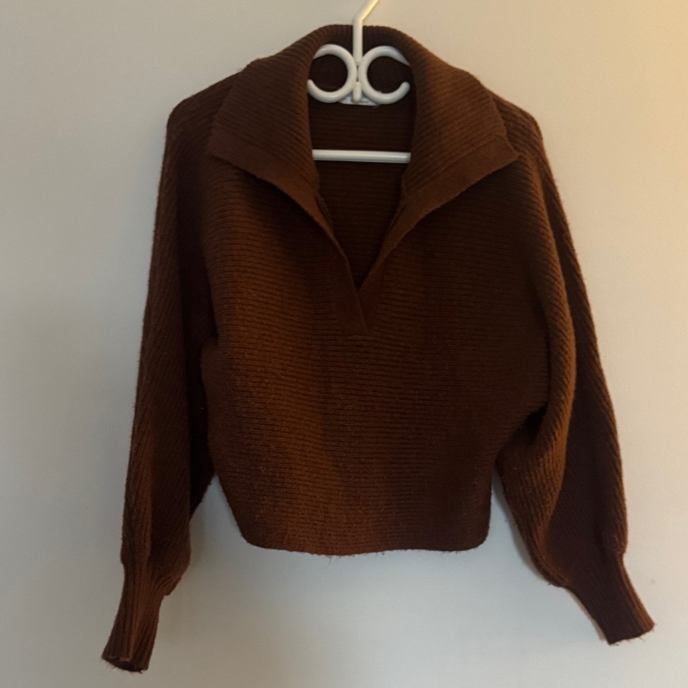 Brown V-Neck Sweater for Women